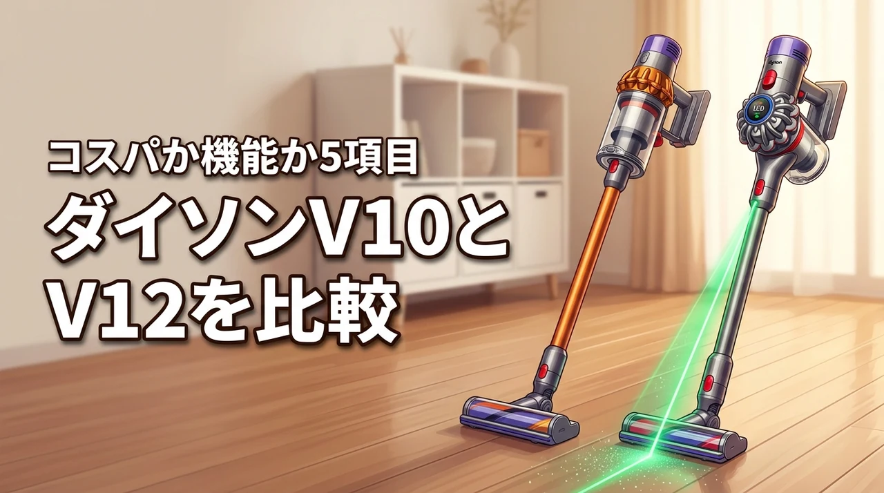 ダイソンv10とv12の違いを5項目で比較！コスパか機能か選ぶ基準を伝授