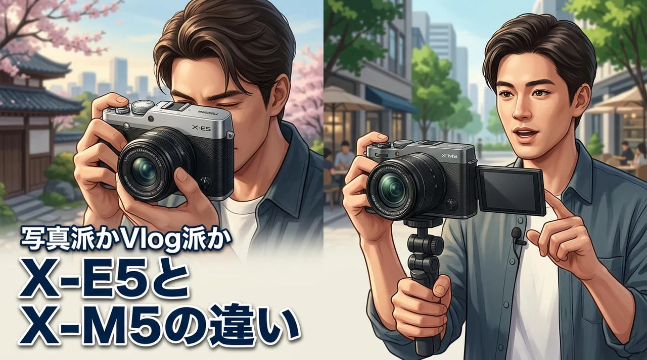 X-E5とX-M5の違いは何？写真派とVlog派で分かれる最適なモデルの選び方