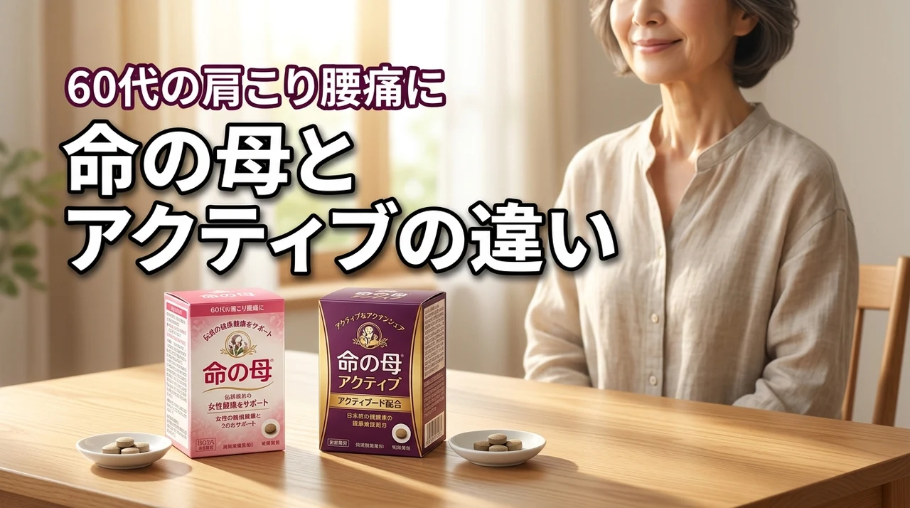 命の母と命の母アクティブの違いを3項目で比較！60代の肩こりや腰痛に効く選び方
