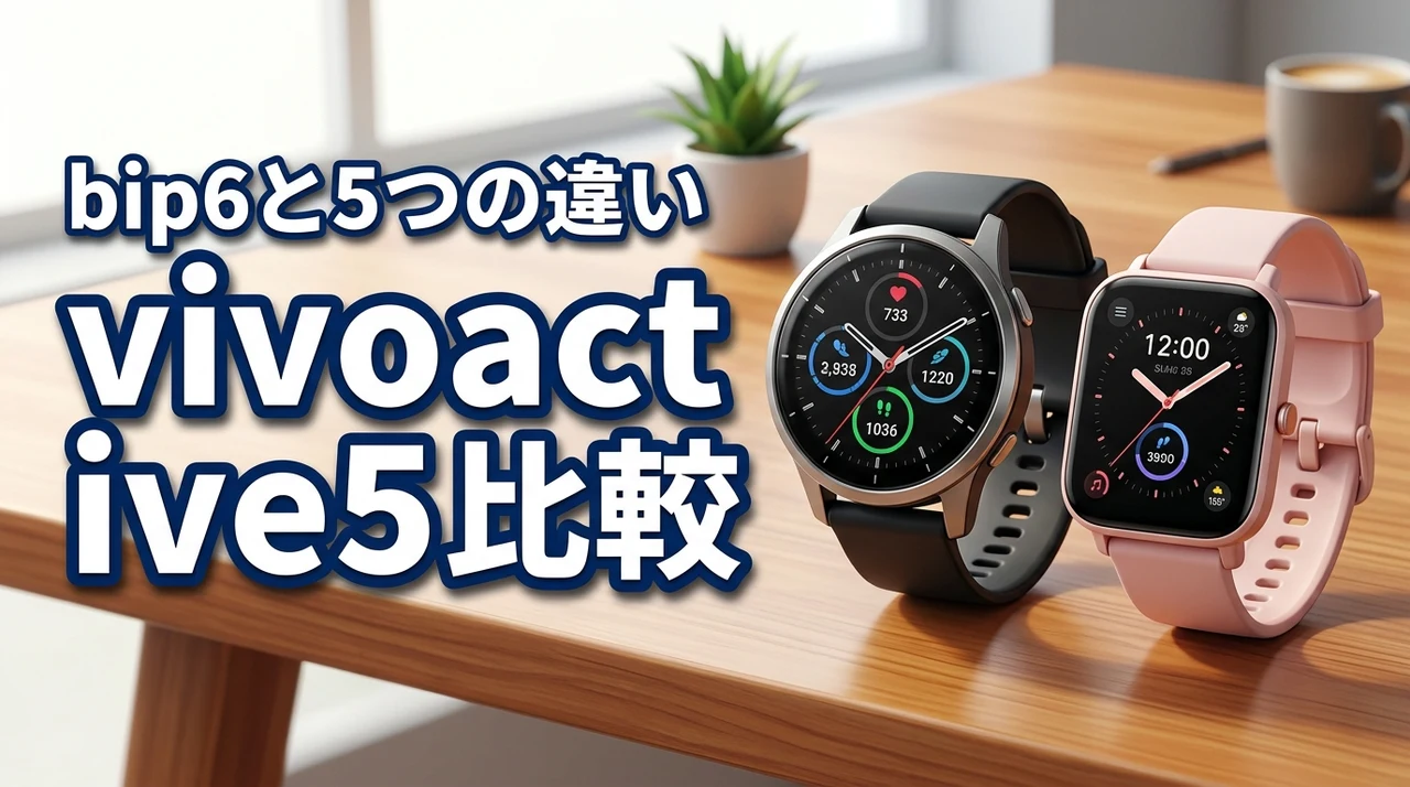ガーミン vivoactive5とamazfit bip6を比較！5つの重要項目（記事のアイキャッチ画像）