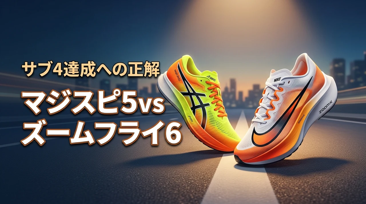 マジックスピード5とズームフライ6を比較！サブ4目標ならどちらを選ぶのが正解？（記事のアイキャッチ画像）