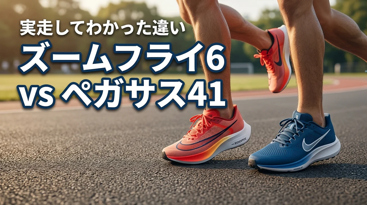 ズームフライ6とペガサス41の違いで迷う人必見！どっちを買うべきか実走レビュー（記事のアイキャッチ画像）
