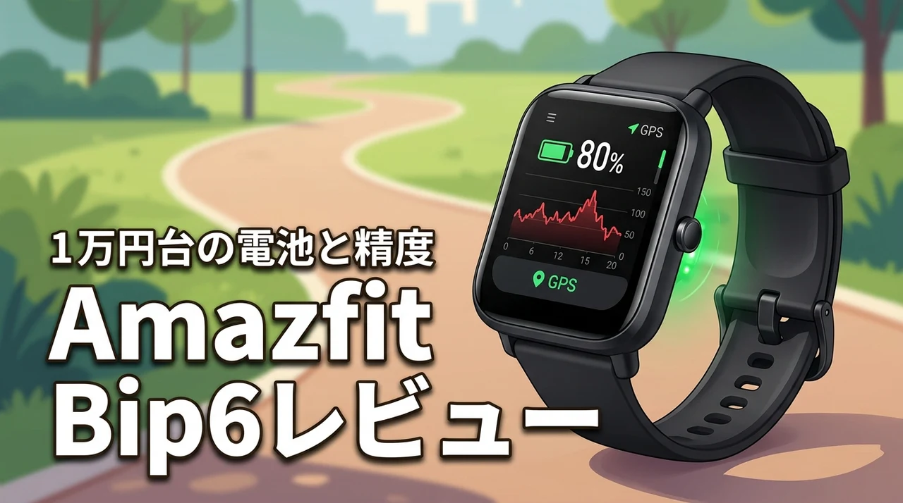 1万円台の投資価値あり！Amazfit Bip6レビュー：バッテリーと精度を検証（記事のアイキャッチ画像）
