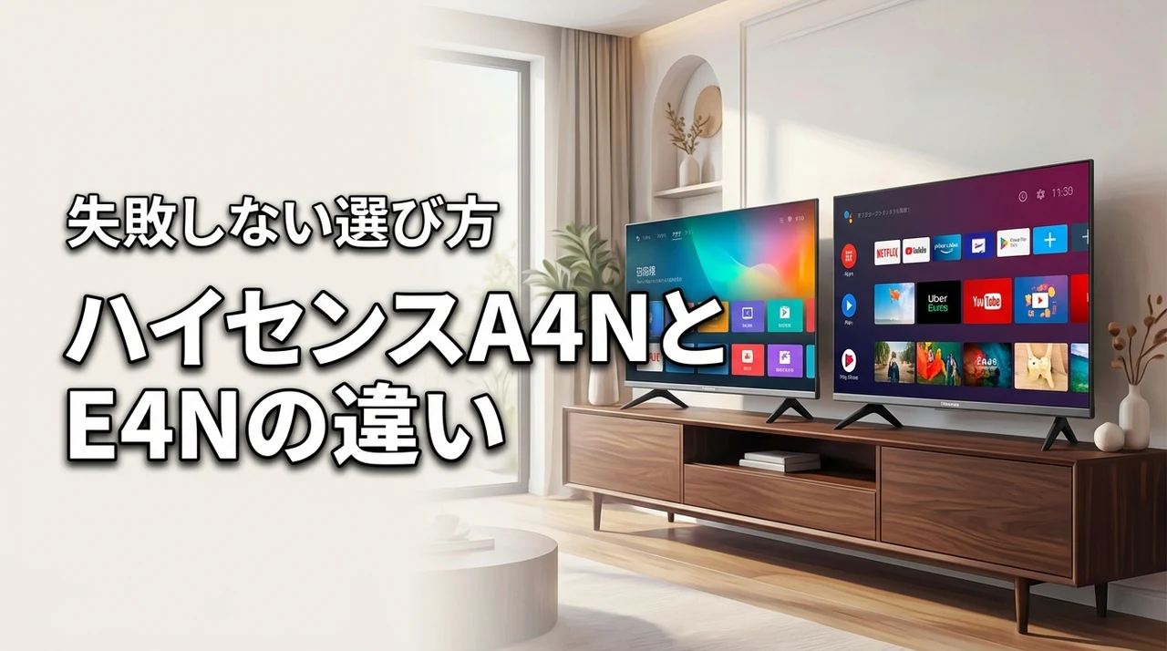 【失敗しない】ハイセンスのa4nとe4nの違いを解説！損をしない選び方のコツ（記事のアイキャッチ画像）